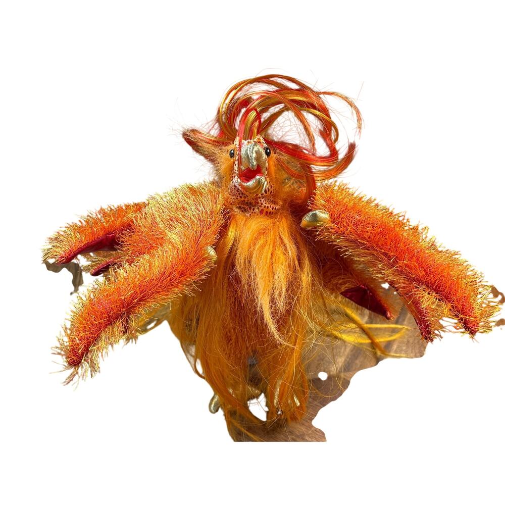Vintage Folkmanis Phoenix Full Body Hand Puppet Orange Bird Rare Retired 16"